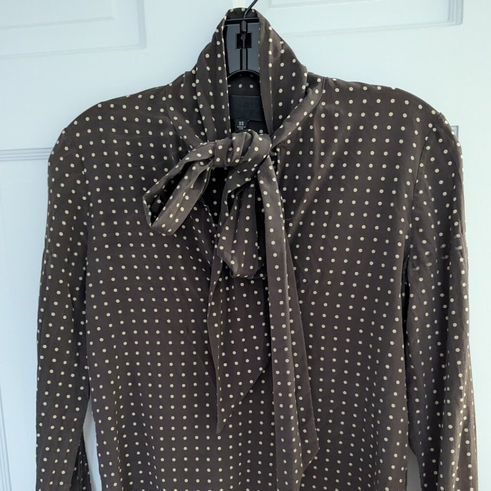 Nili Lotan Elayne Long Sleeve Bow Neck Blouse